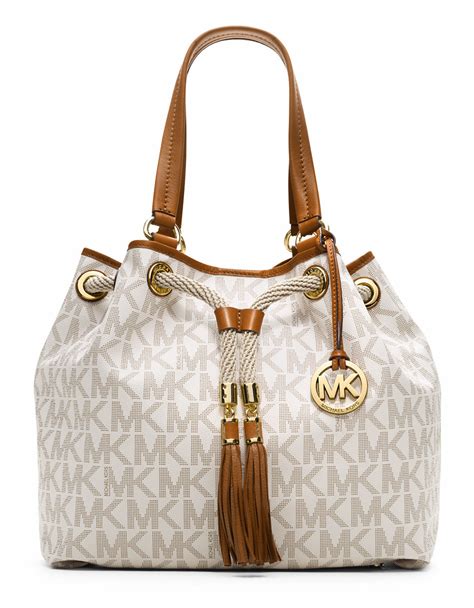 michael kors large leather drawstring tote|Michael Kors large shopper tote.